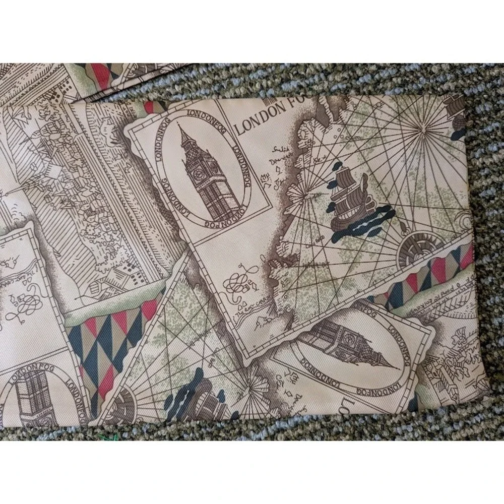 London Fog Scarf Map Big Ben Academia Ascot Accessory Preppy Old Money Vintage